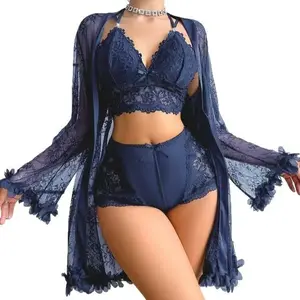 Women's 3 Piece Pajama Set Lingerie Set Bra and Panty Sets Comfortable and Stylish Nightwear