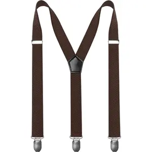 Mens Solid Color Suspender with 3 Cilps Adjustable Braces