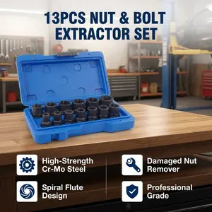 13 In 1 Nut Bolt Extractor Socket Set, 13pcs/set Bolt Extractor Kit for Removing Bolts, Nuts & Screws, Broken  Bolt Extraction Tool, Screw Removal Tool