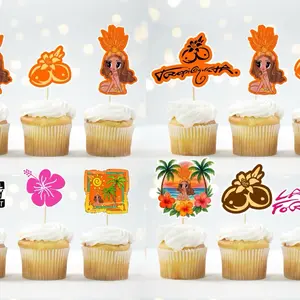 Tropicoqueta Era Theme Party Cupcake Set of 12 for Latina Party with Tropical Designs and Orange Accents