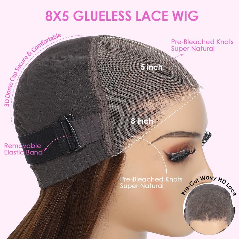 Cynosure 1B/27 Highlight Body Wave Wig 8x5 Glueless Wear Go Human Hair Wig Pre Cut HD Lace Wig Beginner Friendly