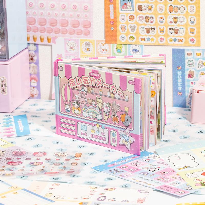 Kawaii Stickers 72sheets/pack Cute cartoon style Mixed materials Multipurpose scrapbook DIY decorative collage