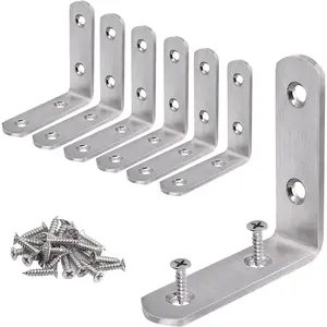 L Bracket Corner Brace, 6 count 65x65mm Joint Right Angle Brackets Heavy Duty Stainless Steel 90  Bracket Fastener for  Shelves Chair Tables Dressers Furniture with Screws