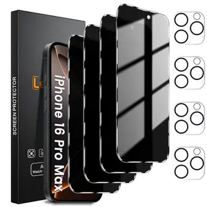 FREE Shipping [4+4 Pack] for Apple iPhone 16/15/14/13/12/11 Pro Max/ Privacy Screen Protector Glass 4 Pack Privacy Screen 4 Pack Ultra [Slim Thin] Scratch Resistant TPU Rubber Soft Skin Silicone Protective