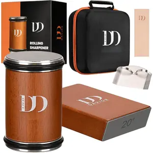 Rolling  Sharpener Kit with  Discs, 15? & 20? Multi Angle   Sharpener Roller Tool for Kitchen and Pocket , Finger Protector, Leather Strop & Carry Bag
