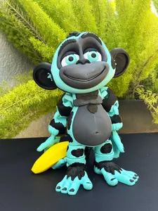 Jumbo 3D Printed Articulated Cow Monkey Fidget Toy, 9" Posable Monkey, Stands on Its Own for Fun Poses and Display, Executive Desk Toy, Fidget Toy 3D Printed in USA