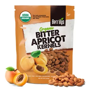 Berrilys Organic Bitter Apricot Kernels USDA Certified USDA Organic Free From Additives Sourced From Farmers Nutrient Dense Healthy Ingredient