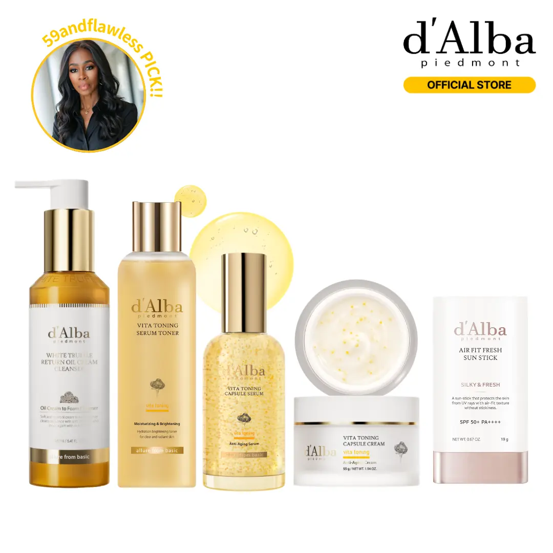 [OFFICIAL d'Alba] [Live Exclusive] Morning Radiance Vita Set — 5-Step AM Glow Routine (Cleanser + Toner + Serum + Cream + Sun Stick)