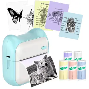 Portable Wireless Thermal Printer, 1 Set Rechargeable Instant Photo Printer with Printer Paper, Mini Bluetooth-compatible Printer for Home & Office, Ink Less Printer