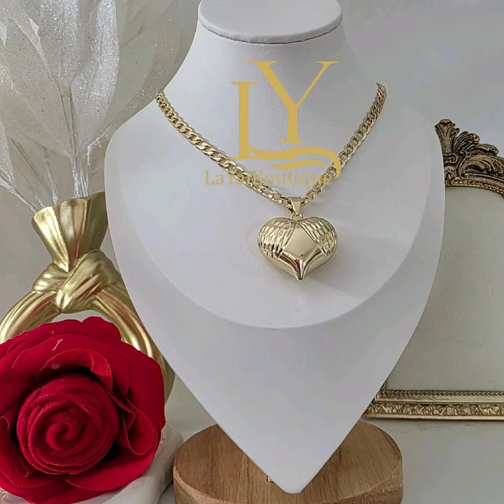 LaYaiBoutique #2274 Heart necklace and pendant, 14k gold plated, High Quality