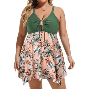 Plus Size One Piece Swim Dress for Women - Tummy Control Bathing Suit with Adjustable Cut Out, Modest Swimwear, Slimming Swimsuit for Curvy Ladies, Summer Beach Vacationyongyi