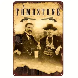 Retro Western movie themed Iron Plate - "Tombstone 1993" - Durable iron metal wall art for homes, bars, beds - Weather resistant pre-drilled ative poster, 8x12 "- Decor Ornaments Decoration Artistic
