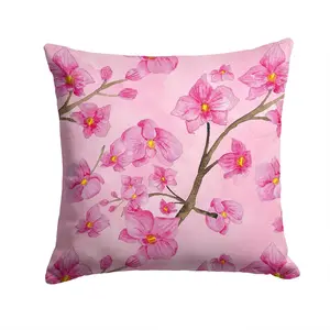 Watercolor Pink Flowers Fabric Decorative Pillow BB7505PW1414