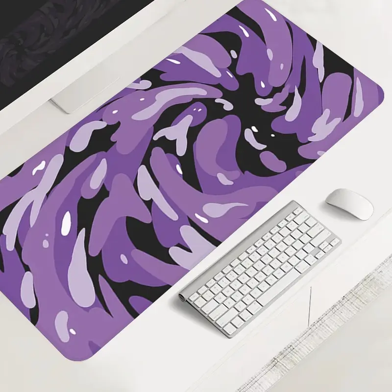 Purple Swirl Abstract Large-sized Gaming Mouse Pad, Desktop Protection Pad, Aesthetic Desk Accessories, Gaming Desk Accessory, Anti-slip Rubber Lock Edge High-definition Printing, Suitable for Computers, Offices, Homes, as a Gift for Family and Friends