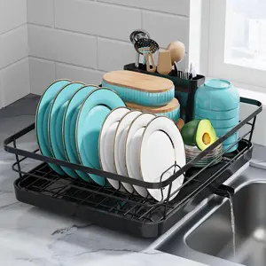 Stainless Steel Dish Drying Rack, 1 Count Dish Drainer with Drainboard, Kitchen Dish Drying Rack, Kitchen Draining Rack, Divider and Rack, Kitchen Organizer, Home Organizer