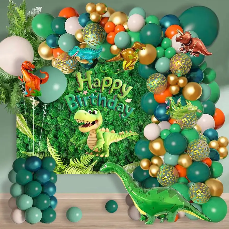 Cartoon Dinosaur Theme Balloon Arch Kit, Balloon Decorations, Mixed Color Balloon Set, Happy Birthday Balloon for Birthday Party Graduation Decoration, Balloon Party Supplies, Balloon Garland