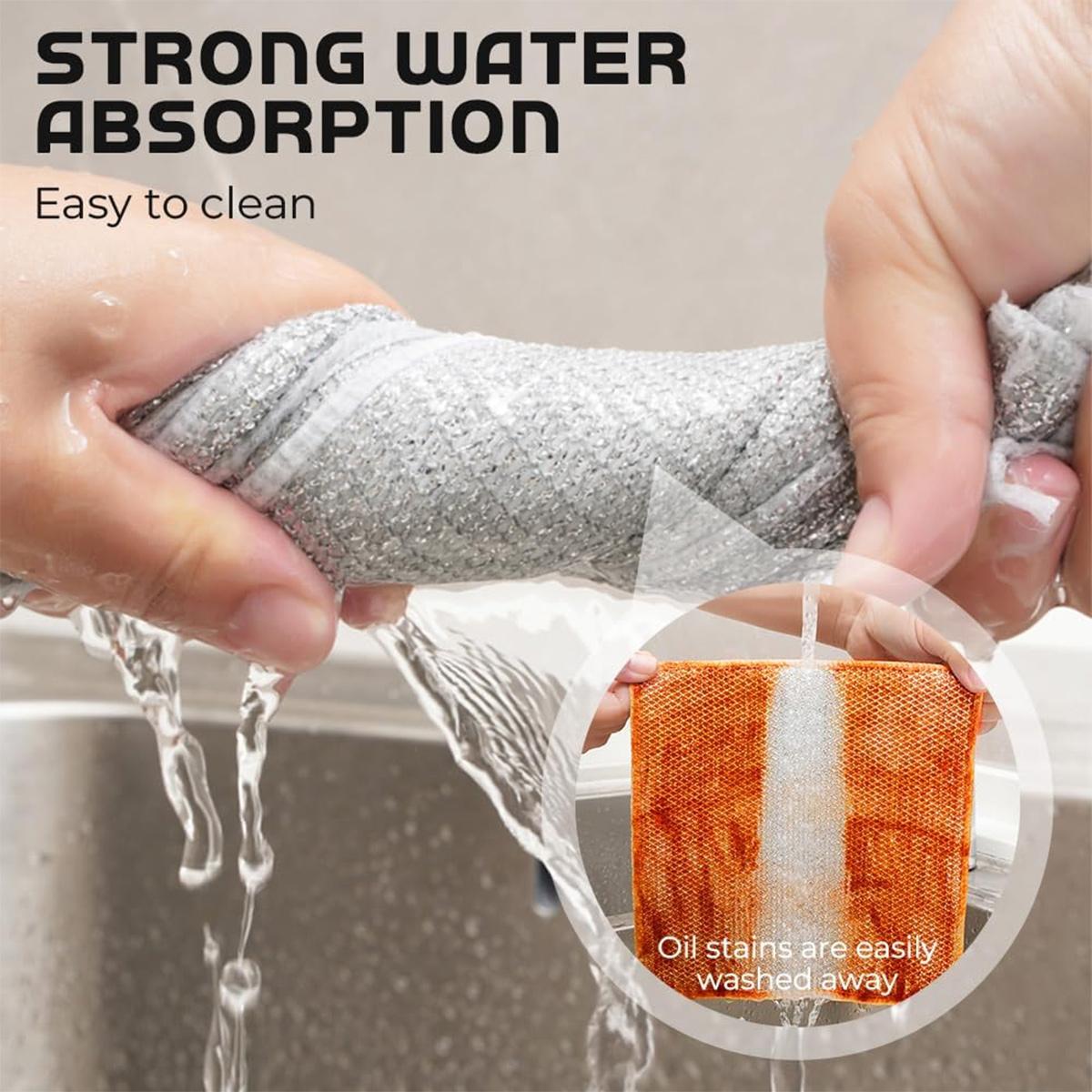 12PCS Steel Wire Dishcloth Set, Non-Scratch Dual-Layer Cleaning Rags, Heavy Duty Kitchen Scrubber for Cookware, Sinks, Dishes & Stove Tops, Multi-Purpose Durable Cleaning Pads for Kitchen & Bathroom