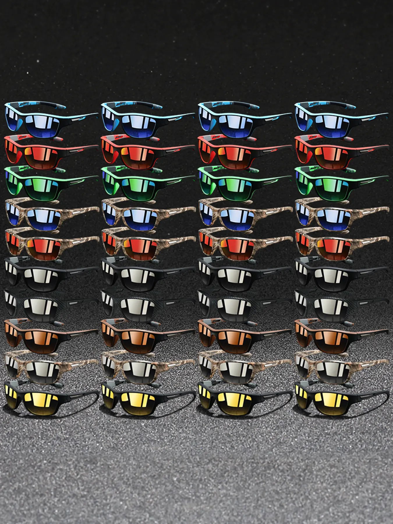 40 pairs of latest model square sports glasses,suitable for both men and women,multiple color options to meet different needs,hollowed-out frame collocation rubber nose pad,fashionable and comfortable design,suitable for outdoor activities and daily wear