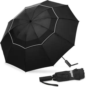 62/54/46 Inch Umbrellas for Rain Large Travel Compact Golf Umbrella Inverted Windproof Double Canopy 10 Ribs Automatic Open/Close UPF50+ Sun UV Protection