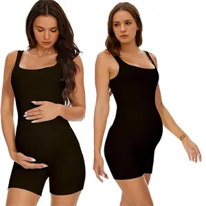 Maternity Workout Romper Pregnancy Yoga Ribbed One Piece Seamless Tank Top Jumpsuit, Maternity Activewear, Pregnancy Exercise Clothes, Comfortable Yoga Jumpsuit for Pregnant Women, Pregnancy Fitness Outfit