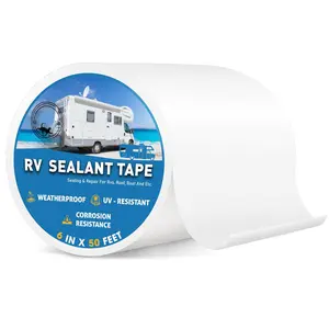 RV Roof Sealant Tape, 6 Inch X 50  RV Repair Seal Tape for Camper Trailer Boat Seam Leaks Roofing, UV Resistant & Weatherproof, White