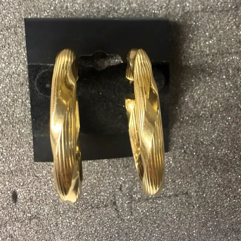 Argollas torzales tubo Gordo Oro 10k Italiano Real size #5