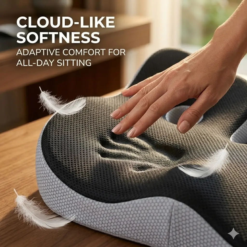 Memory Foam Thick Breathable Seat Cushion, Slow Recovery Sponge Donut Peach Shape, Office Chair Desk Wheelchair Car Seat Pad, Washable Cover