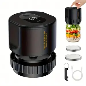 Electric Mason Jar Vacuum Sealer, 1 Set USB Rechargeable Automatic Stop Vacuum Sealer with 10 Lids, Food Storage & Fermentation Tool for Home Kitchen, Automatic Air Sealer