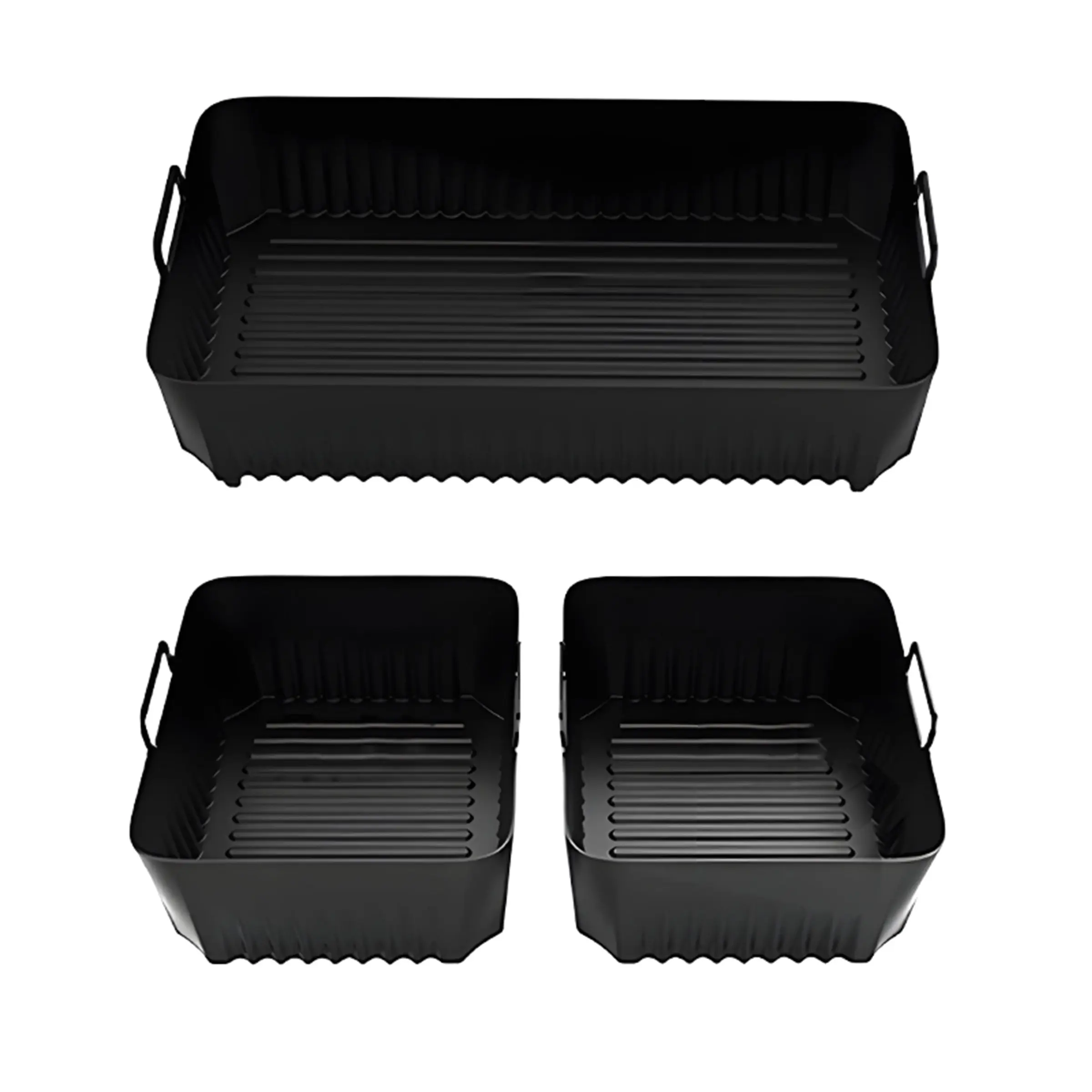 3-Piece Food-Grade Silicone Air Fryer Liners, Air Fryer Accessories, Compatible with Ninja Foodi Flexdrawer AF500UK, Reusable Ninja Air Fryer Liners, Silicone Air Fryer Liner Set (10.4L × 1 + 5.2L × 2), compatible with the Cosori Twinfry 10L air fryer