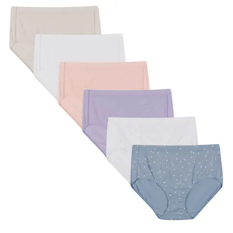 Hanes Pure Comfort Women’s Brief Underwear Organic Cotton 6-pack Women's Multi Pack Comfortable Fit Soft Stretch Fabric Breathable Pc40as
