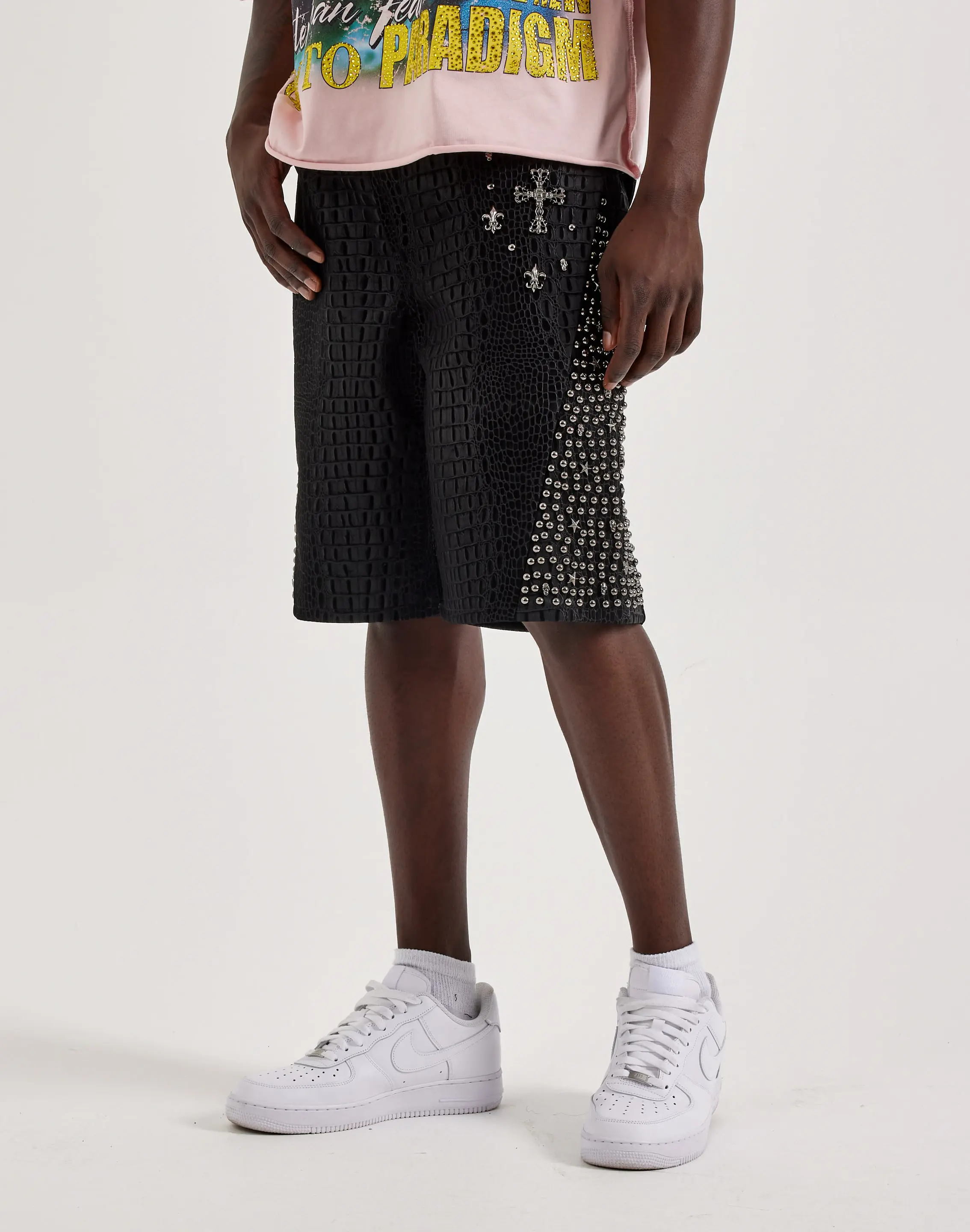Mens Preme PU Croc Cross Shorts