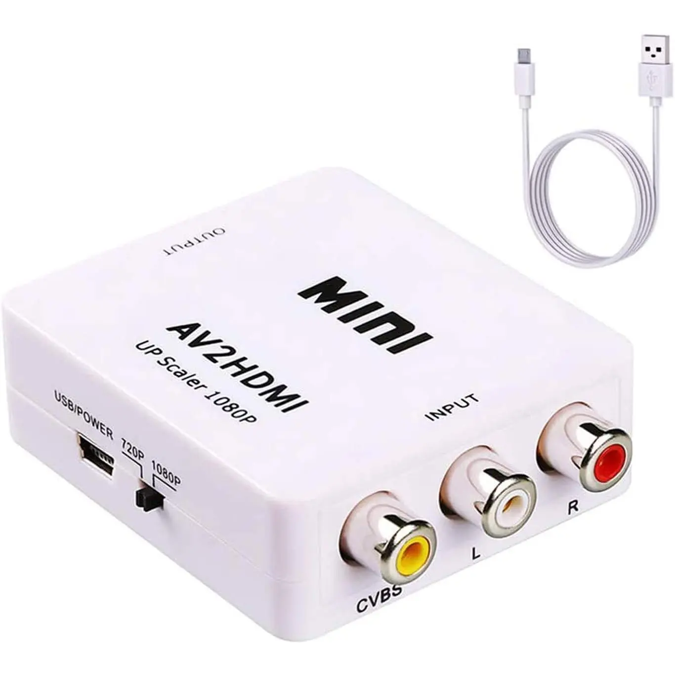 RCA to HDMI Converter, 1080P AV to HDMI RCA Composite CVBS Video Audio Converter Adapter Supporting PAL/NTSC for Xbox/PS2/Wii/SNES/N64/VHS/VCR/DVD