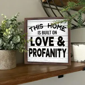 Funny 8x8 Inch Wooden Picture Frame, Humorous Home Decor Gift Idea, Perfect for Living Room & Bedroom Walls, Unique Present for Loved Ones, Home Decor Accessory