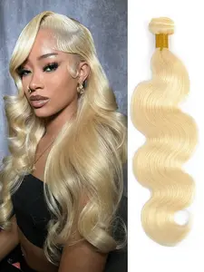 1 Pc Human Hair Bundles Long Body Wave Hair Remy Human Hair Extensions 3 Bundles Double Weft Hair 613 Blonde Color 12-30 Inch Medium Length For Women Daily Wear Suitability Christmas Costumes New Year Party Wig Holiday Wig Festive Style Christmas Gift