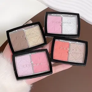 2-in-1 Blush & Highlighter Cosmetic Palette - Waterproof, Long-Lasting Cream & Powder Formula, Matte Finishes, Strong Concealer, Contouring, Adjustable for All Skin Tones, Holiday Use, Cream Makeup Blush, Dual Form Blush