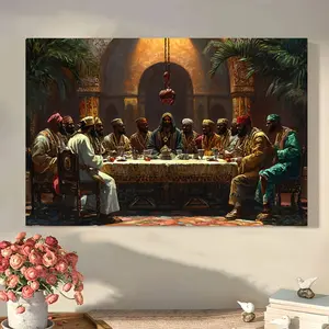 The Last Supper with Black Jesus and African American - Vintage Style Canvas Art, Decorative Painting, Indoor Decoration for Living Room, Bedroom, Office - Perfect Gift for Valentine's Day and Easter