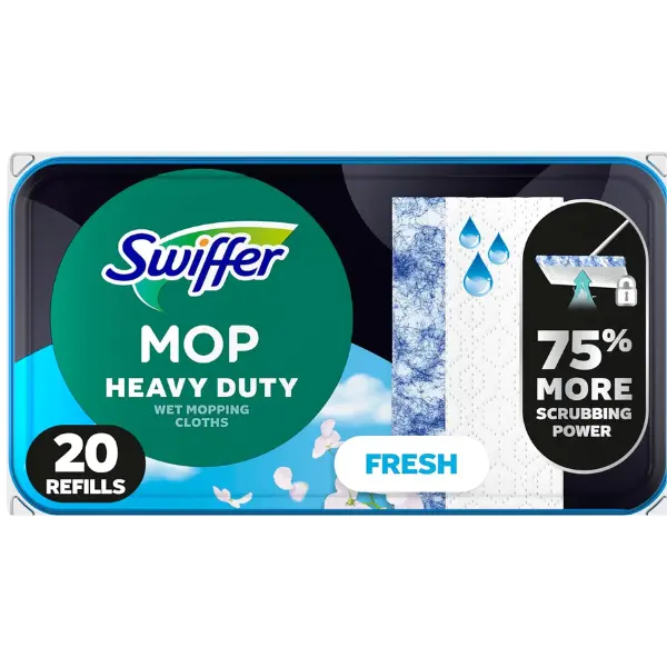 Swiffer Sweep + Mop, Wet Pads Refill, Floor Cleaner, Cleaning Cloths, Heavy Duty, Fresh, 20ct