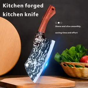High quality steel Serbian chef knife with leather sheath, high carbon German filleting knife, premium stainless steel meat cleaver!Handmade Carbon Steel Protective Sleeve Boning Knife Meat Cutting Knife Outdoor Camping Barbecue Special Christmas Kitchen