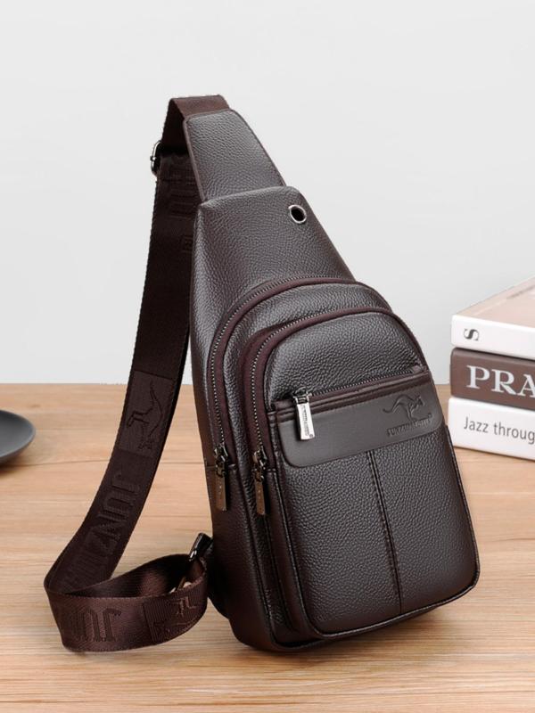 Men's Business Solid Color Sling Bag, Fashionable PU Leather Chest Bag for Daily Used, Casual Trendy Versatile High-quality Daily Commuting Bag Men's Business Solid Color Sling Bag, Fashionable PU Leather Chest Bag for Daily Used, Casual Trendy Versatile High-quality Daily Commuting Bag