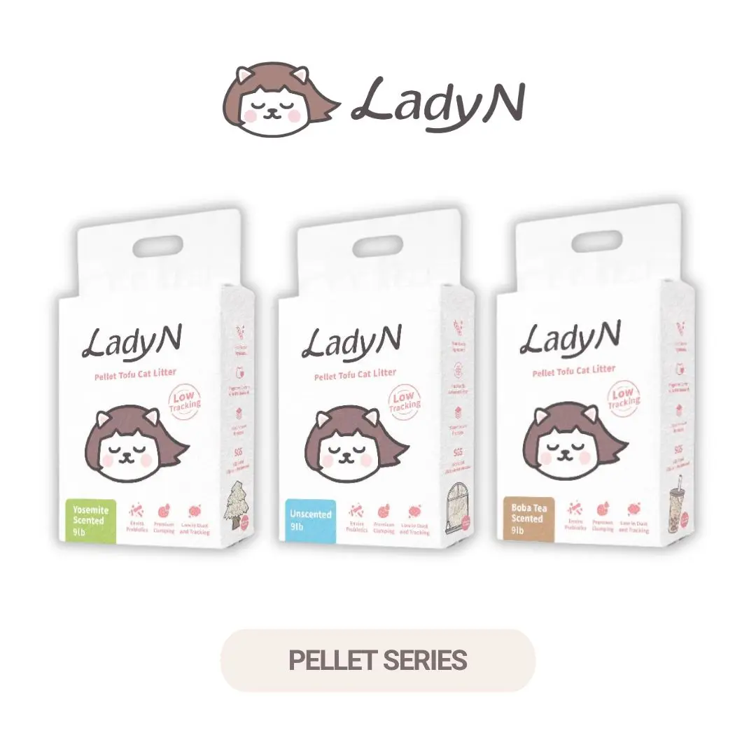 Lady N Pellet Tofu Cat Litter, Strong Clumping Ultra Absorbent, Dust-Free Low Tracking, Enviro-probiotic and Activated Carbon for Odor Control