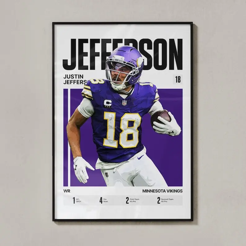 Justin Jefferson #18 Poster, Gift For Football Fans