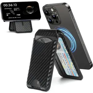 MagSafe Compatible Magnetic Phone Wallet with Foldable Adjustable Stand Secure Magnetic Attach No Dropping Ultra Thin 8mm Design for Smartphone