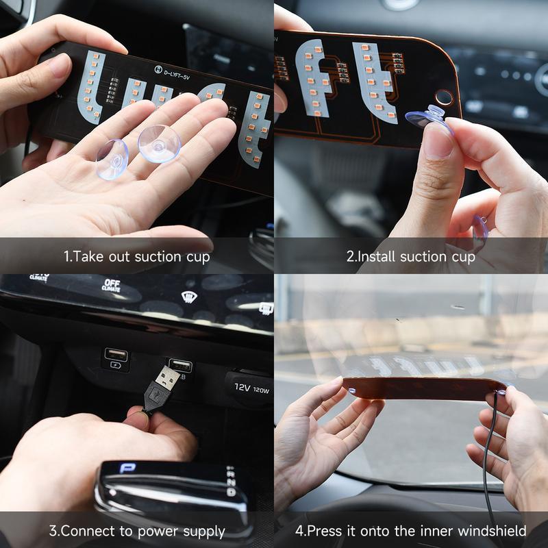 USB LED Car Windshield Light Sign with Suction Cups - Adjustable Brightness Taxi UBER Lyft Sign for Dashboard, Easy Installation Universal Car Accessories with USB Plug for Cars, Trucks, SUVs USB LED Car Windshield Light Sign with Suction Cups - Adjustable Brightness Taxi UBER Lyft Sign for Dashboard, Easy Installation Universal Car Accessories with USB Plug for Cars, Trucks, SUVs