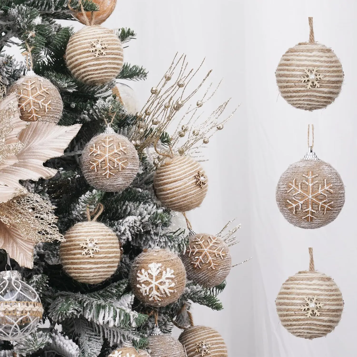 Farmhouse Christmas Ball Ornaments Set-Rustic Shatterproof Christmas Tree Decorations 12Counts,70mm/2.76", Farmhouse