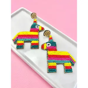 Rainbow Piñata Beaded Earrings