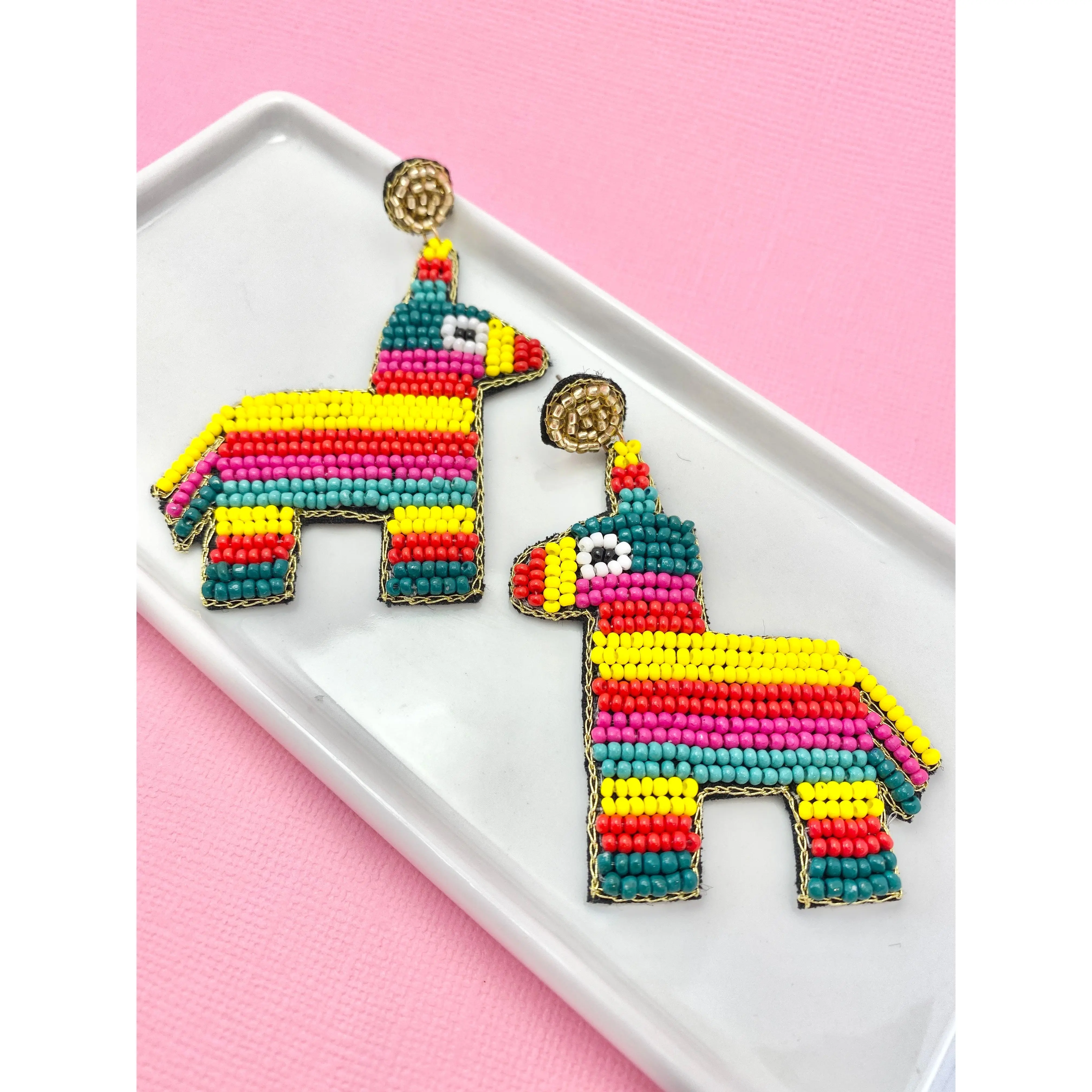 Rainbow Piñata Beaded Earrings