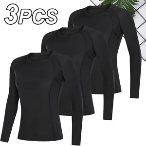 3 Pack Women's Long Sleeve Compression Shirts, Quick Dry Workout Tops for Women, Breathable Athletic Gym Yoga Running Shirts, Moisture Wicking Sports Base Layer