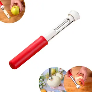 Multifunctional Retractable Stainless Steel Peeler 2 in 1 Apple Peeler Corer Slicer Easy Grip Kitchen Gadget for Fruit Vegetable (Red)