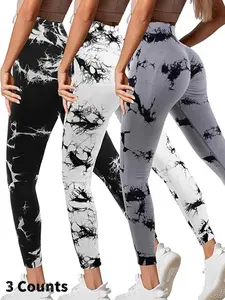 Women's Tie Dye Print Stretchy High Waist Sports, Casual Comfy Breathable Butt-lifting Seamless Skinny Pants Gym Fitness Leggings for Yoga Gym Workout Running, Ladies Sportswear for All Seasons Tight Fitting Pants Yoga Training Pants High Waist Activewear