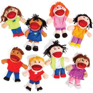 14" Happy Kids Stuffed Hand Puppets with Movable Mouths -8 Pc.